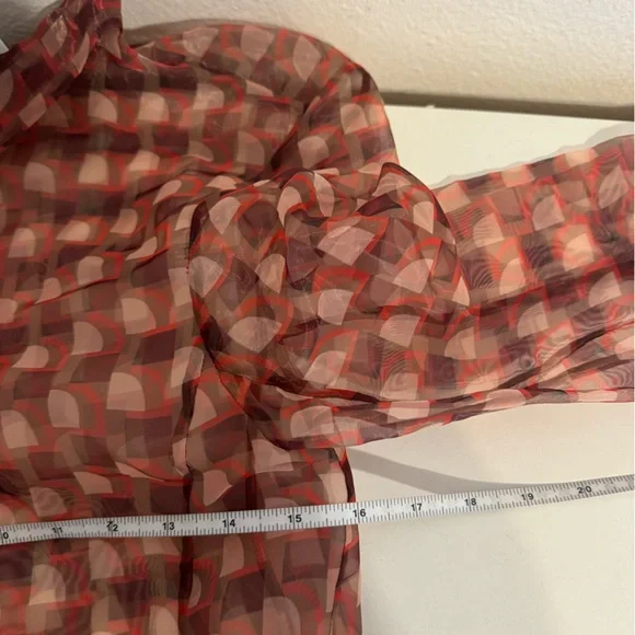 Zara Printed Organza Blouse Small - Picture 9 of 10